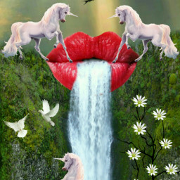 wapcrazylips fantasy surreal lips unicorn